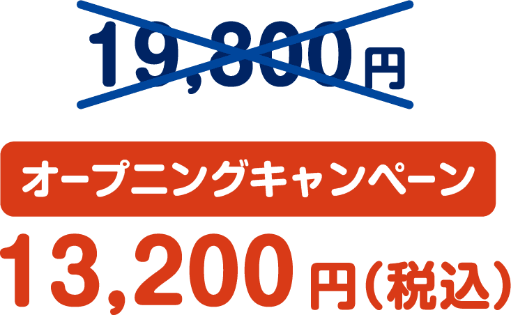19,800円 オープニングキャンペーンにつき13,200円